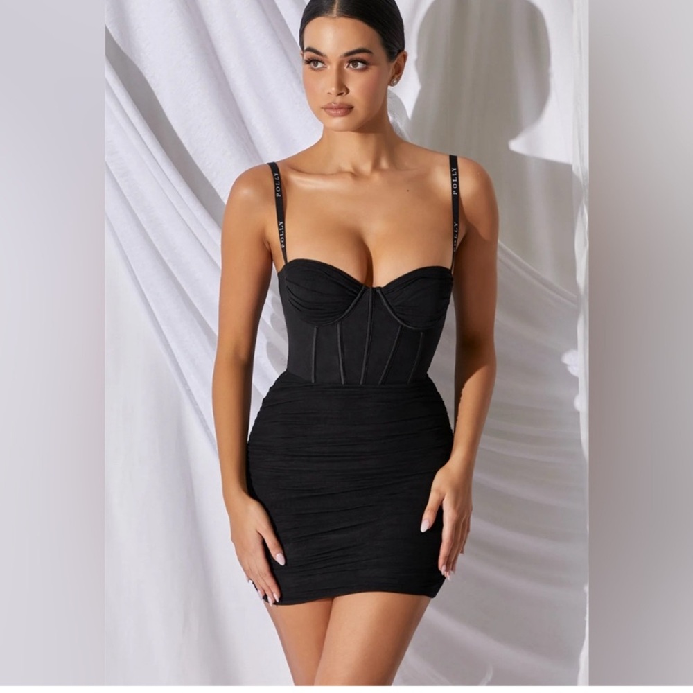Oh Polly Black Mesh Detail Dress